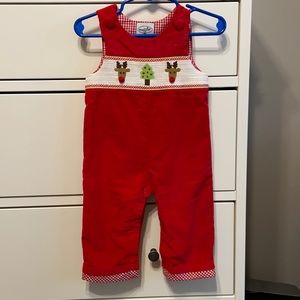 Mudpie baby Red Smocked Christmas Longall